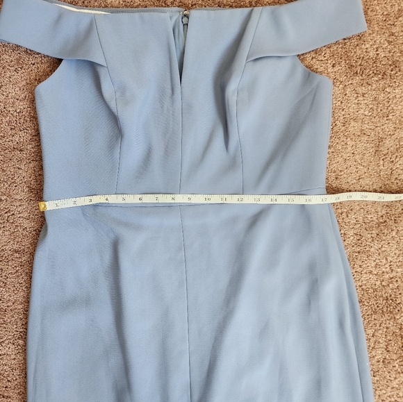 Dessy Collection Off-The-Shoulder Notch Trumpet Gown With Front Slit In … - Picture 8 of 11